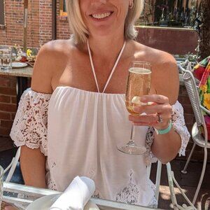 WHBM Off the Shoulder Boho Halter Top